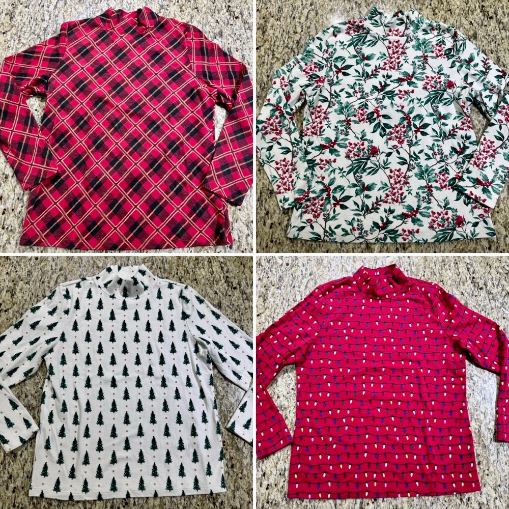 Relaxed-Fit Mockneck Holiday Top - Large